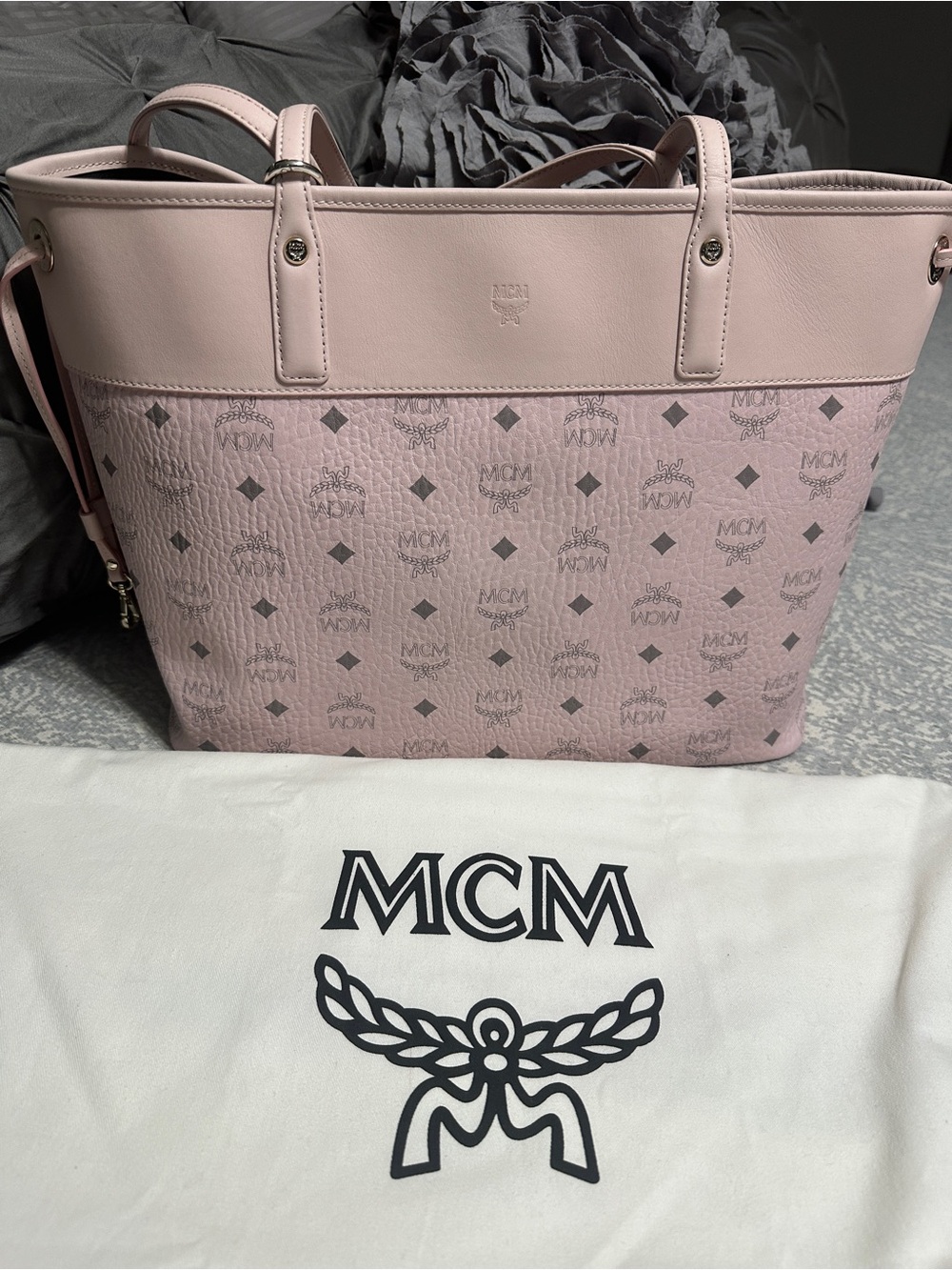 MCM AREN VI LEATHER MIX SHOPPER MED